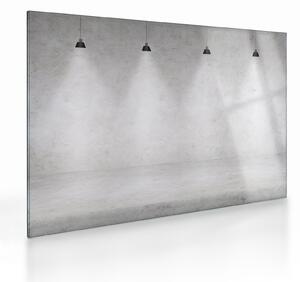 Skleněný obraz - Betonová zeď se světly (70x50 cm)