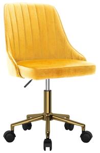 Otočná kancelářská židle žlutá samet