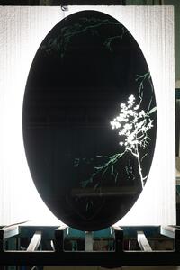 Designové pískované zrcadlo s podsvícením - 100 x 60 cm - Borovice svítí jako měsíc