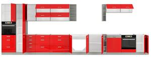 Horní kuchyňská skříňka Roslyn 80 GU 72 2F (červená + šedá). 1032673