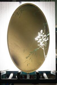 Designové pískované zrcadlo s podsvícením - 100 x 60 cm - Borovice svítí jako měsíc