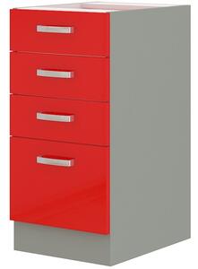 Dolní kuchyňská skříňka Roslyn 40 D 4S BB (červená + šedá). Vlastní profesionální přeprava až k Vám domů 1032668