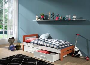Dětská postel z masivu borovice ALMA se šuplíky - 200x90 cm - bílá/hnědá