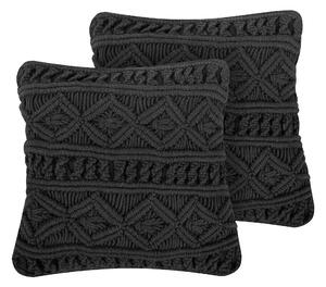 Sada 2 bavlněných polštářů 45 x 45 cm černá MUDANYA