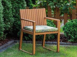 Zahradní židle ze světle hnědého dřeva s polštářem s listovým vzorem SASSARI