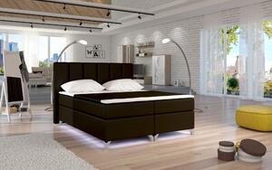 Kontinentální postel Boxspring BRAZIL hnědá ekokůže 160x200cm