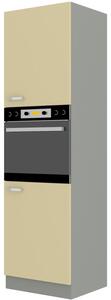 Potravinová kuchyňská skříňka na troubu Kelyn 60 DP 210 2F (lesk krémový + šedá). Vlastní profesionální přeprava až k Vám domů 1032757