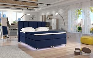 Kontinentální postel Boxspring BRAZIL modrá ekokůže 180x200cm