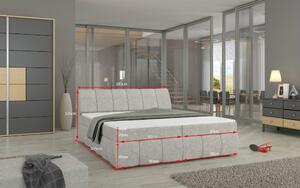 Kontinentální postel Boxspring RAVIOLI šedá ekokůže 160x200cm