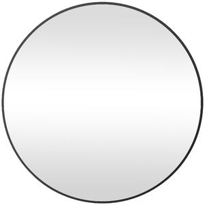 HOMCOM Kolo zrcadlo, koupelnové zrcadlo, průměr 70 cm, kovový rám, nástěnné zrcadlo, snadná instalace, pro ložnici, obývací pokoj, vstup, černé | Aoso