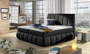 Kontinentální postel Boxspring RAVIOLI černá ekokůže 160x200cm
