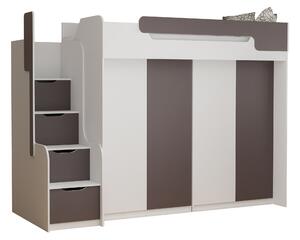 Dětská vyvýšená postel s šatními skříněmi DORIAN III - 200x90 cm - grafitová