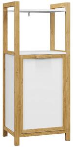HOMCOM Bamboo Freestanding Laundry Hamper Cabinet - Koupelnová skříňka s proutěným košem - 2 police - 40L x 30Š x 86,5V cm | Aosom