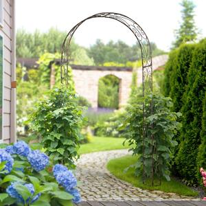 Zahradní oblouk Outsunny, vintage styl kovaných želez, 120D x 30Š x 226V cm, černý, metal s měďou stáří | Aosom