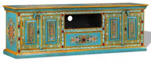 TV stolek Eluru - masivní mangovník - ručně malovaný - 120 x 30 x 40 cm | modrý