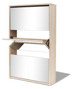 Botník Sinclair - třípatrový - zrcadlový - dub | 63x17x102,5 cm