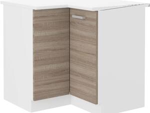 Rohová dolní kuchyňská skříňka Domton 89 x 89 DN 1F BB (bílá + dub sonoma truflový). 1033024