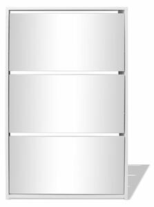 Botník Sinclair - třípatrový - zrcadlový - bílý | 63x17x102,5 cm