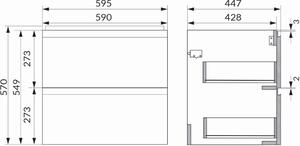Cersanit Moduo skříňka 59.5x44.7x57 cm závěsná pod umyvadlo antracitová S590-068-DSM