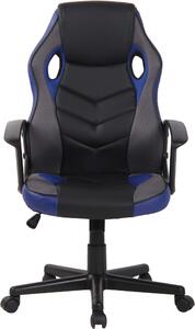 Kancelářská/Herní židle Haxby - umělá kůže a síťování | černá a modrá