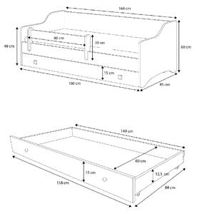 Rozkládací dětská postel 160x80 cm. 1052310