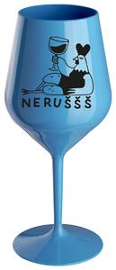 NERUŠŠŠ - modrá nerozbitná sklenička na víno 470 ml