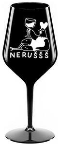 NERUŠŠŠ - černá nerozbitná sklenička na víno 470 ml