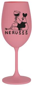 NERUŠŠŠ - růžová sklenička na víno 350 ml