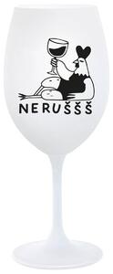 NERUŠŠŠ - bílá sklenička na víno 350 ml