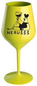 NERUŠŠŠ - žlutá nerozbitná sklenička na víno 470 ml