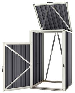 Obal na venkovní odpadkový koš Outsunny 240L, kryt pro jednotlivé odpadkové koše, dveře s madlem, víko s výklopným mechanismem 180°, pozinkovaný ocel