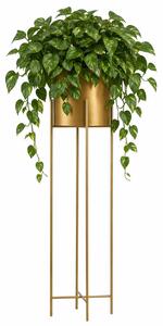 KOVOVÝ KVĚTINÁČ SE STOJÁNEM GOLDEN 95X21 CM ZLATÁ