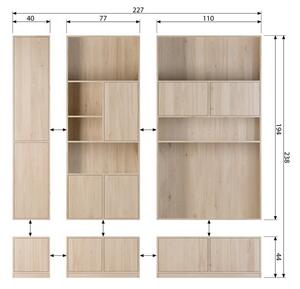 Modulární skříňka v dekoru dubu v přírodní barvě 40x199 cm Modulair – vtwonen