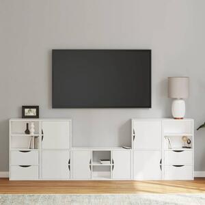 5 kusů TV skříněk s úložným prostorem bílá Borovicový masiv 3365375