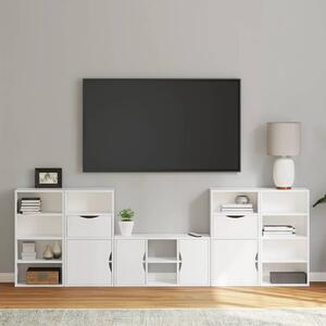 5 kusů TV skříněk s úložným prostorem bílá Borovicový masiv 3365371