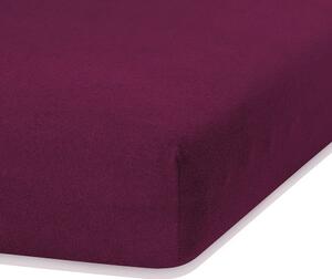Tmavě fialové elastické prostěradlo s vysokým podílem bavlny AmeliaHome Ruby, 100/120 x 200 cm