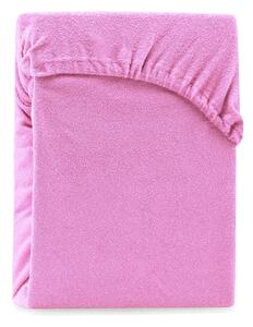 Růžové elastické prostěradlo s vysokým podílem bavlny AmeliaHome Ruby, 120/140 x 200 cm