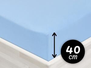Jersey napínací prostěradlo na extra vysokou matraci JR-014 Nebesky modré 90 x 200 - výška 40 cm