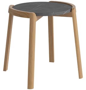 Bolia Tmavě šedý mramorový konferenční stolek Mix 46 cm s dubovou podnoží