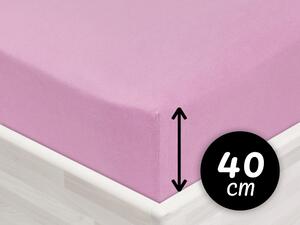 Jersey napínací prostěradlo na extra vysokou matraci JR-008 Růžová lila 200 x 200 - výška 40 cm