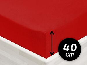 Jersey napínací prostěradlo na extra vysokou matraci JR-007 Sytě červené 100 x 200 - výška 40 cm