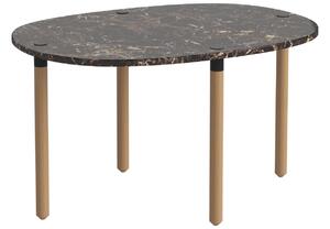 Bolia Hnědý mramorový konferenční stolek Tuk 71,5 x 52 cm s dubovou podnoží