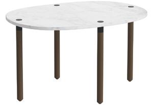 Bolia Šedobílý mramorový konferenční stolek Tuk 71,5 x 52 cm s tmavou dubovou podnoží