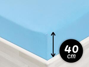 Jersey napínací prostěradlo na extra vysokou matraci JR-017 Azurově modré 80 x 200 - výška 40 cm
