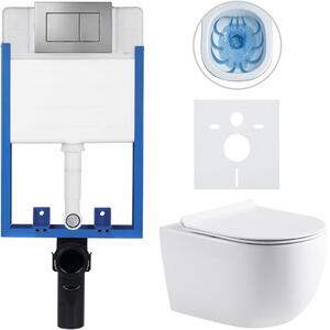Kompletní podomítkový WC set Lite/Felci - bílá lesklá - WC tlačítko Classic, tmavě šedá - k zazdění - 52,5x36 cm