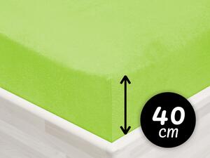 Jersey napínací prostěradlo na extra vysokou matraci JR-019 Zářivě zelené 80 x 200 - výška 40 cm
