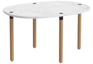 Bolia Šedobílý mramorový konferenční stolek Tuk 71,5 x 52 cm s dubovou podnoží