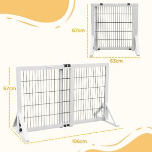 PawHut Bezpečnostní zábrana pro psy, 2-panely, nastavitelná šířka 63-106L x 44W x 67H cm, pro schody, dveře, chodby, vyrobená z borovicového dřeva a o
