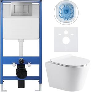 Kompletní WC set Profi/Carlito - bílá lesklá - WC tlačítko Classic/Tmavě šedá - předstěnová instalace - 48,5x36,5 cm