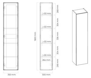 Oltens Vernal skříňka 35x30x160 cm boční závěsné grafitová 61000400